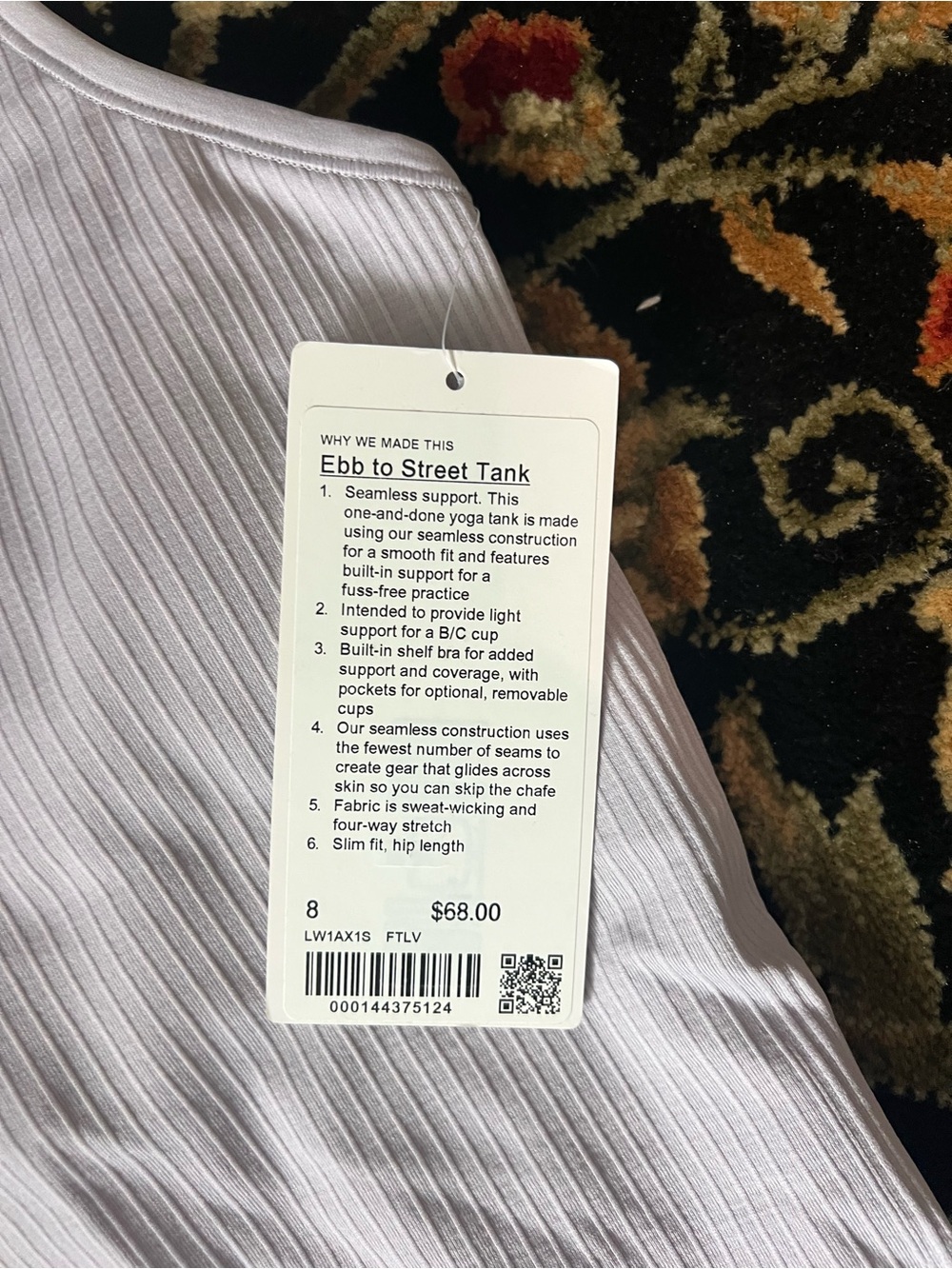 lululemon athletica Ebb to Street Tank - Light Lavender/White Ribbed